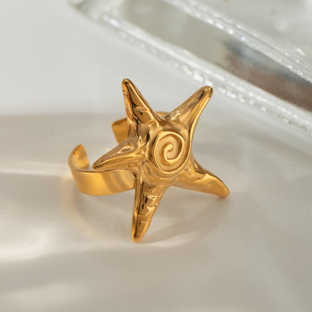 Youthway Niche Vacation Starfish Women'S Stainless Steel Gold Color Plated Fashion Adjustable Jewelry Fine Gifts