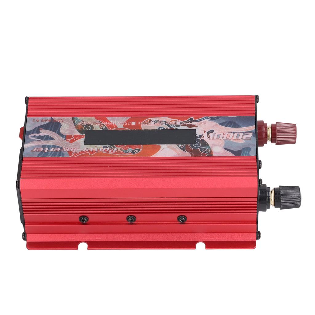 Car Power Inverter DC to AC Fast Heat Dissipation LCD Display 2.0 USB Port Solar Sine Wave Car Power Inverter 2000W Red