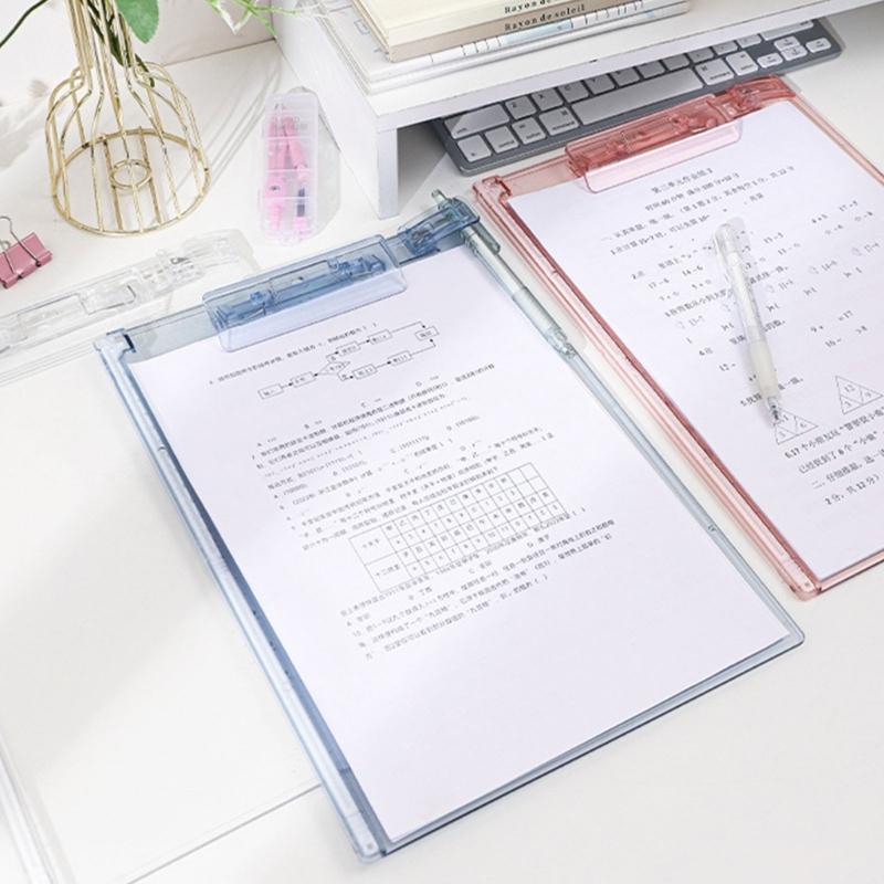 Acrylic Clipboard with Measuring Scale and Pen Clip 12.8x9In Standing Desk Clipboard Conference Writing Board for Office