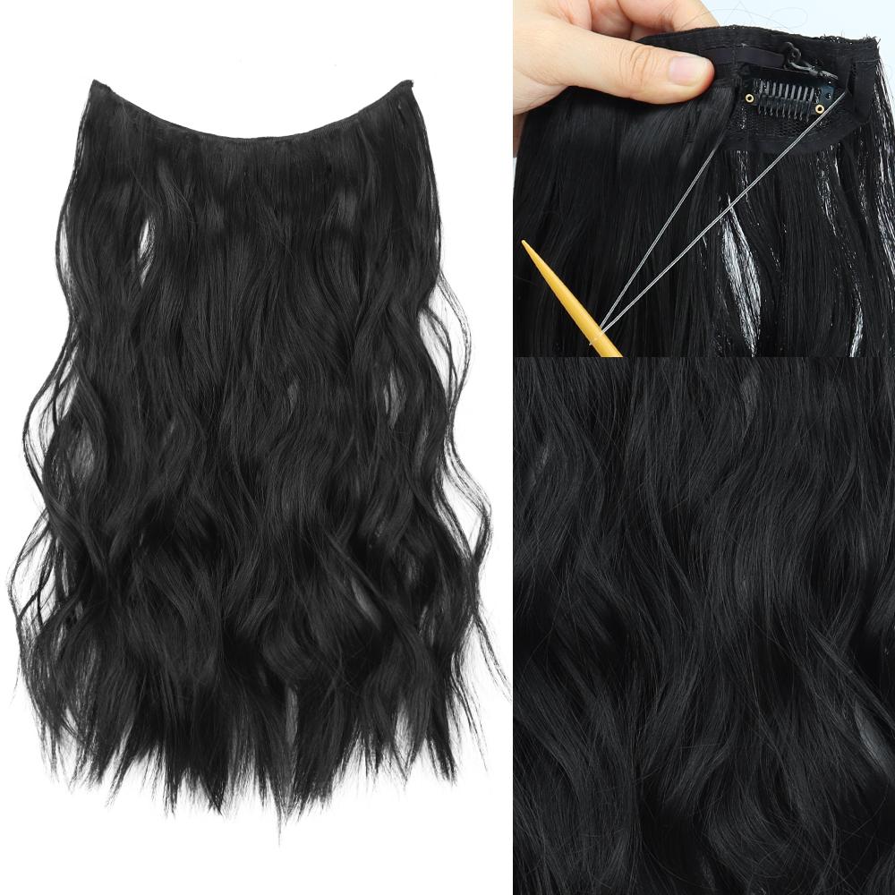 

XINRAN женская мода натуральные длинные волнистые наращивание волос синтетическое волокно повседневная одежда зажимы невидимый шиньон коричневый и светлый 22 Inch