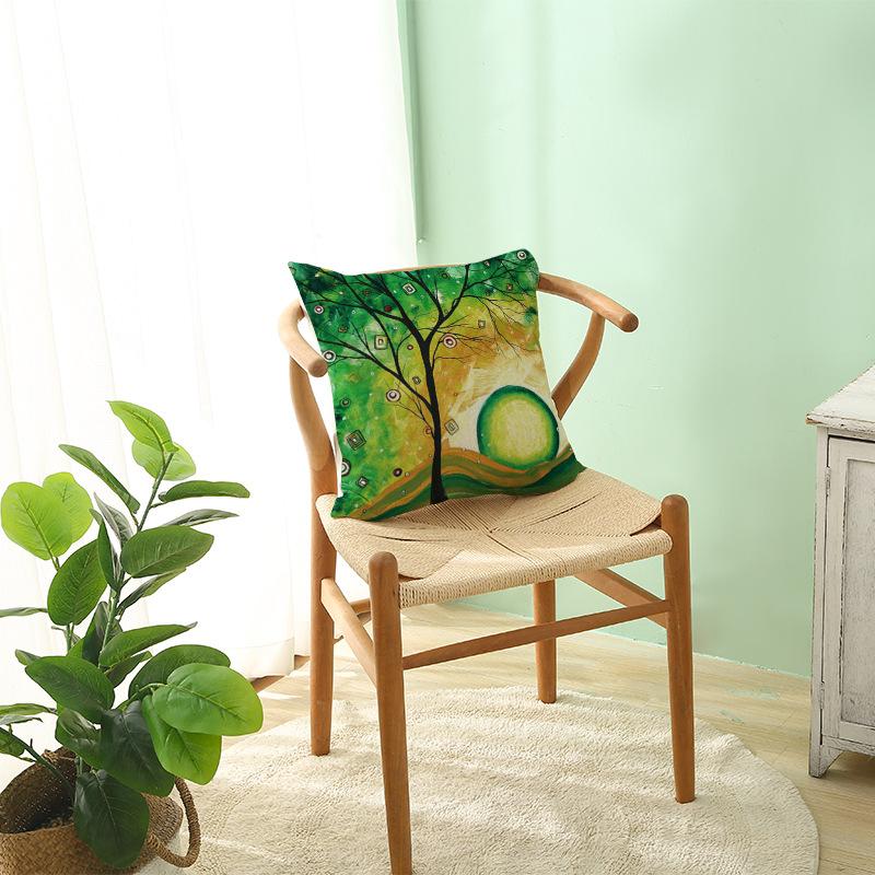 Home Oil Painting Tree Pillow Cover Polyester Sofa Car Pillow Cushion Cover Combination Pack