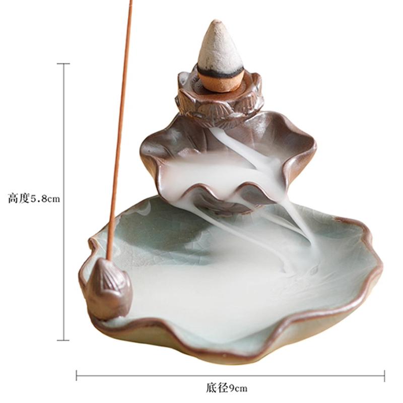 

Reverse Flow Incense Burner Ornament, Home Indoor Zen Tea Ceremony, Chinese style Lotus Shape Aromatherapy Stove Decoration, 1Pc