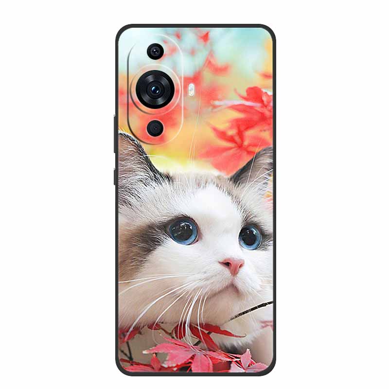 Funda For Huawei Nova 12s Case Cute Cartoon Cat Black Silicone Soft Back Cover Case For Huawei Nova 12s Case Nova12s 12 S Coque