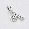 S925 Silver Pet Theme DIY Jewelry Accessories Zircon Paw Print And Bone Dual Pendant Bracelet Necklace Beads
