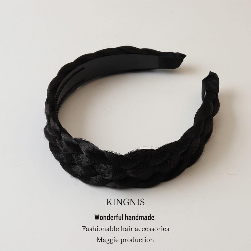 Women's Fishbone Braid Headband: Braided Hair Clip Pigtail Wig Hairpin with High Crown Hair Tie