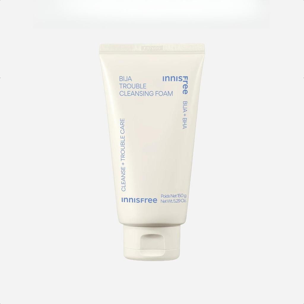 Innisfree Bija Trouble Cleansing Foam 150g,Made for Acne-prone Skin, Help Relieve Blemishes While Getting Rid of Excess Oil and Dirt Inside Pores.