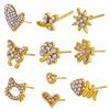 CARLIDANA Hot Selling Zircon Inlaid Earrings Heart Butterfly Star Cat Flower Stainless Steel Gold Plated Earrings Jewelry Women