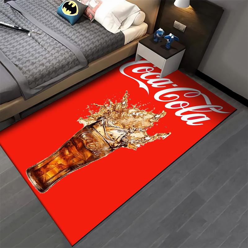 "Red Carpet with Coca-Cola Logo and Splashing Drink Design" Suitable for Use As an Anti-slip for Living Room Bedroom Sofas