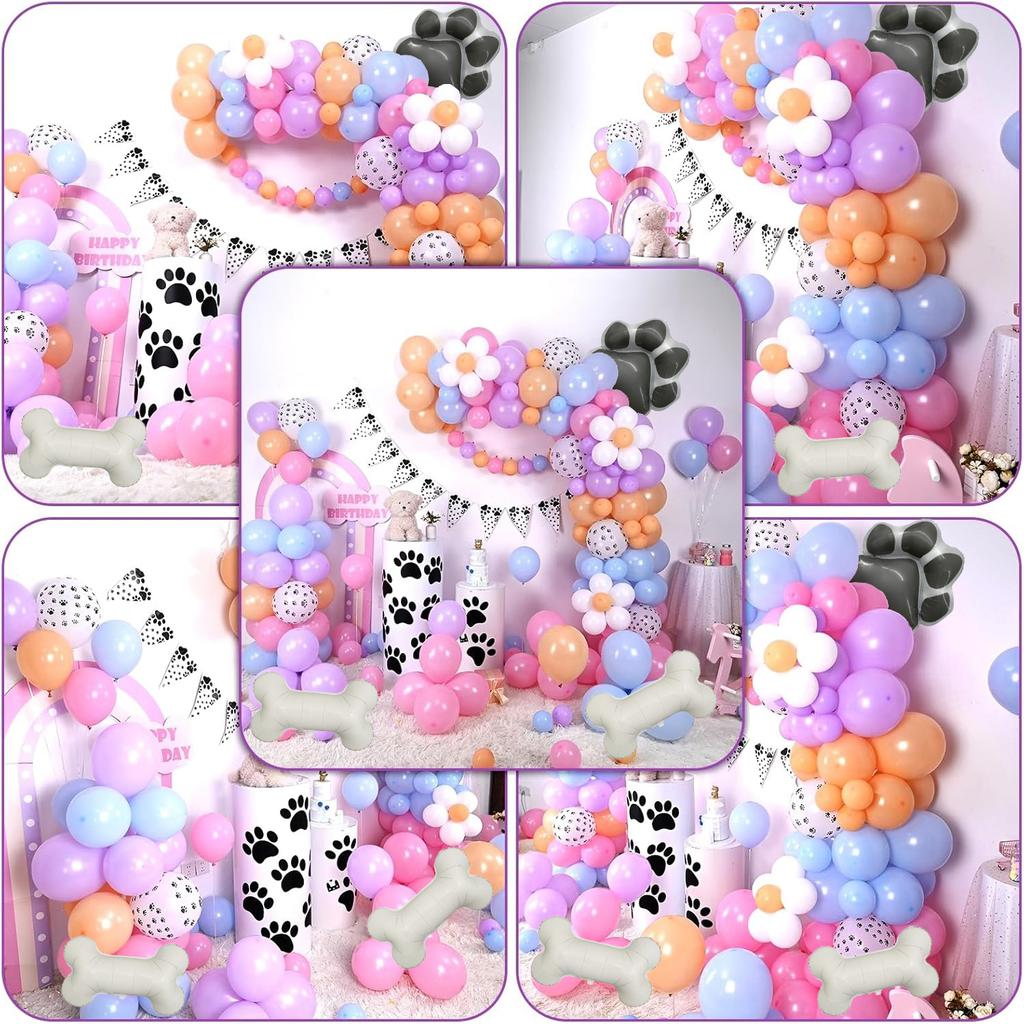 167pcs Puppy Themed Arch Garland Set, Dog Paw Pattern Balloon, Suitable for Gender Reveal, Birthday and Party Decorations
