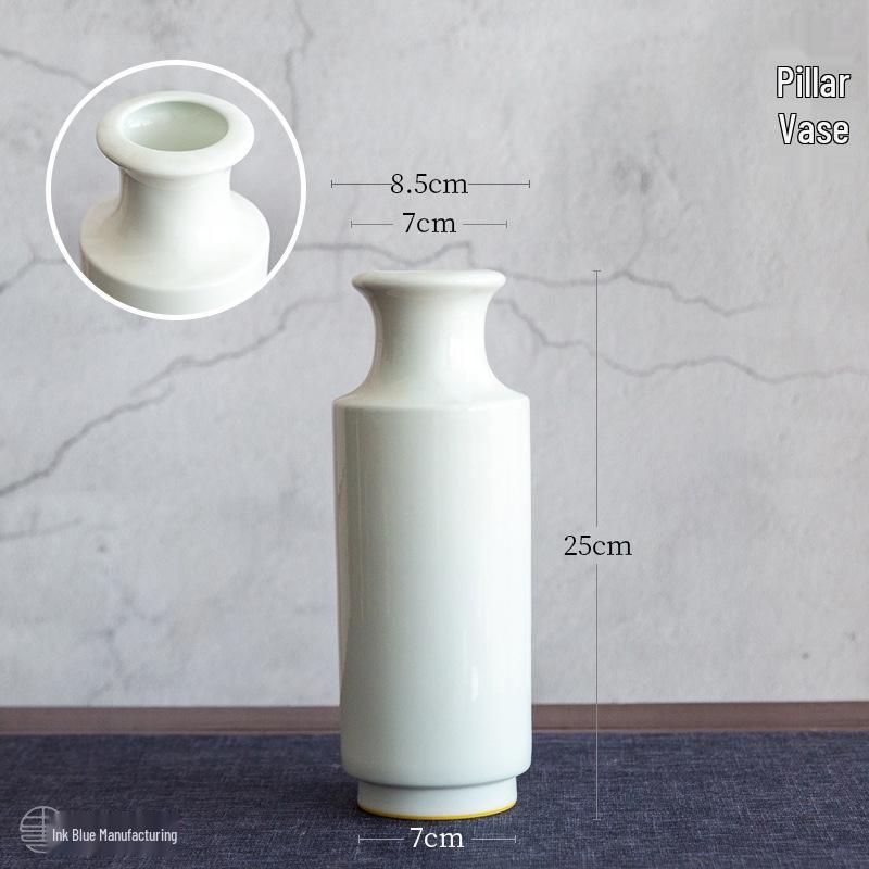 Thin-Walled Translucent White Ceramic Vase, Zen Style, Antique Chinese Plum Blossom Ornament for Living Room Decor.