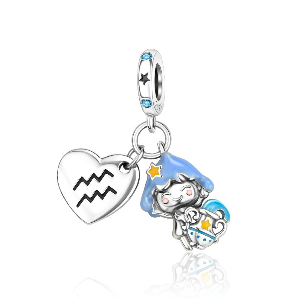 Popular Copper Rose Heart Shape Beads & Scorpio Dangle Charm Fits Bracelet Exquisite Necklace Women'S Jewelry Gifts