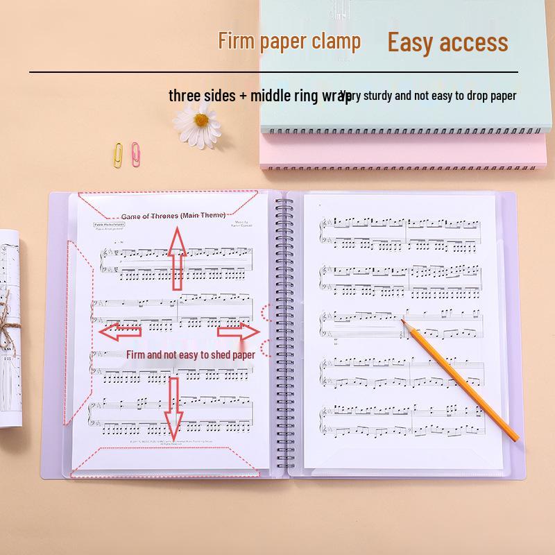 Morandi Non-Reflective A4 Piano Sheet Music Folder with Clip