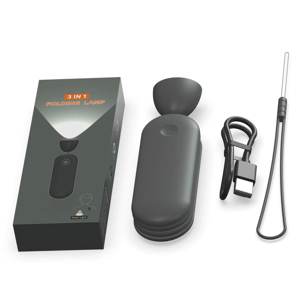 3-in-1 Neck Light Portable Reading Book Lamp Folding LED Lights Rechargeable Night Light Flashlight Bedroom Repairing Learning