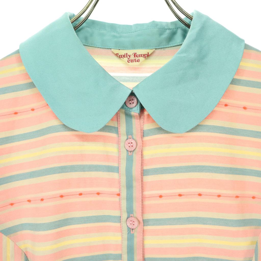 EmilyTemple Cute Made In Japan Border Stripe Long Sleeve One Piece Pink Women Used