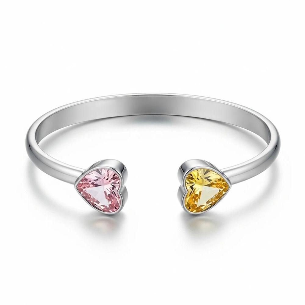 Herzförmiges Kristall Offenes Armband Zweifarbiges Armreifarmband Neuer Handgelenkschmuck Damen Mädchen