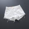 Summer Women's New Arrival Trendy K-style Tassel Mid-Waist Denim Shorts Slim Looking White Hole Hot Pants Thin 2025