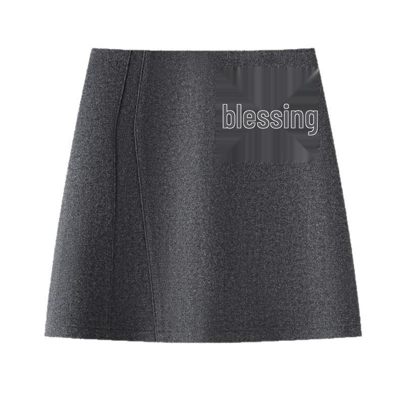 2025 Women's Grey Woolen High Waist A-line Short Skirt - Stylish, Slimming, and Perfect for Autumn/Winter
