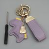 Instant Wealth Leather Keychain with Cartoon Pony Pendant for Couples – Trendy Bag and Car Accessory