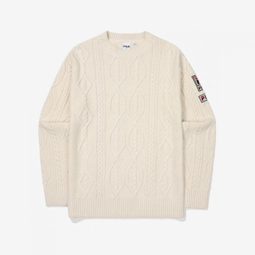 Fila Uni Heritage Regular Fit Cable Sweater IVORY/100