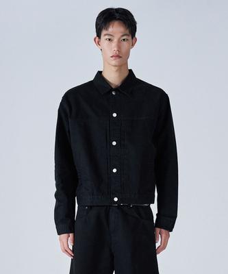 PROJECT3 Compact Twill Trucker Jacket [Black]_Tj0802
