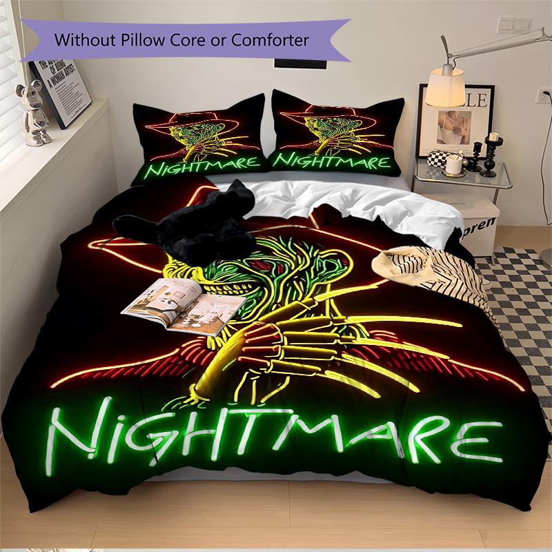 3pcs A Nightmare on Elm Street Bedding Set, Soft Polyester Duvet Cover and Pillowcases Machine Washable Seasons all suitable 75