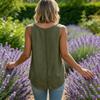 Women Sleeveless Hollow Out Tank Top Loose Fit Casual Solid Color Blouse Summer Lightweight Breathable Tunic Shirt