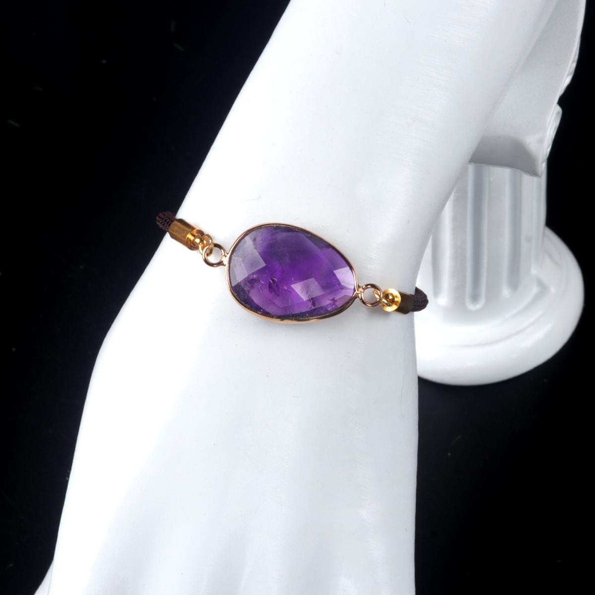 

1 шт. модный граненый натуральный камень кварцевый браслет нерегулярные регулируемые браслеты-цепочки из веревки для женщин и мужчин ювелирные изделия в подарок 22x17 мм 22x17mm