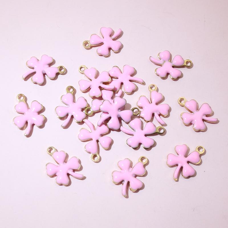 20pcs 13x10mm Stainless Steel Enamel Clover Flower Charms Pendant Stainless Steel DIY Jewelry Making Accessories Findings