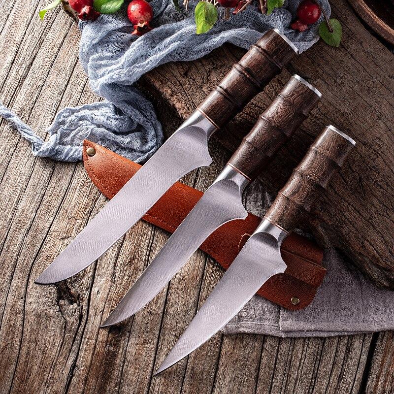 Forged Boning Knife Butcher Knife Stainless Steel Meat Cleaver  Slicing Knife Kitchen Chef Knives with Sheath