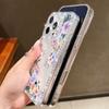 Sakura Floral Print Diamond Frame Clear Case For iPhone 16E 16 15 Pro Max 14 Pro 13 12 11 Anti-Fall Soft Silicone Shockproof Phone Cover