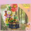 Design Flower Phonograph Clockwork Music Box Assembly Building Blocks Gift Toy