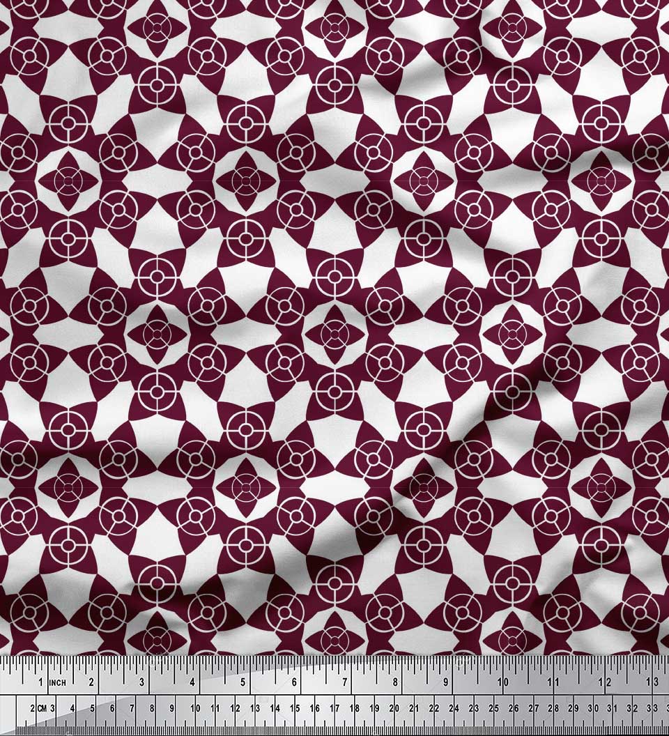 

Чорна японська креп-сатин Soimoi Тканина з геометричним принтом з квітковим малюнком на метри 42 дюйма 42 Inch Wide - Poly Crepe фіолетовий