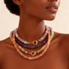 Bohemian Bead Stone Necklace Colorful Colored Stone Charms Jewelry Fashion Beads Necklace Gifts