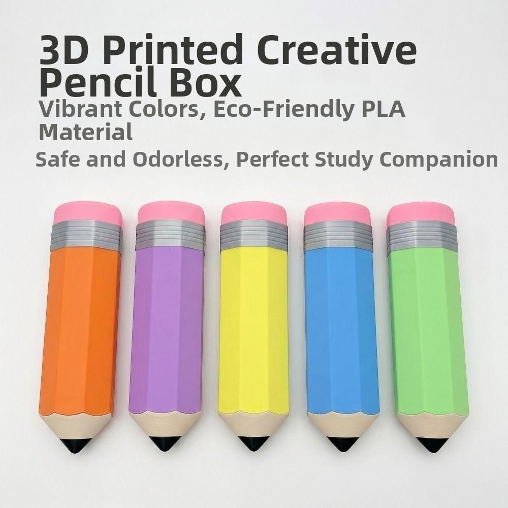Creative Pencil Case 3D Printing Stationery Box Compact Pen Storage Box  Travel Use