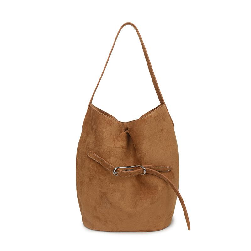 

Винтажная замшевая сумка, сумка-мессенджер, женская премиальная сумка-ведро, сумка на плечо большой вместимости, универсальная сумка под мышку для поездок на работу