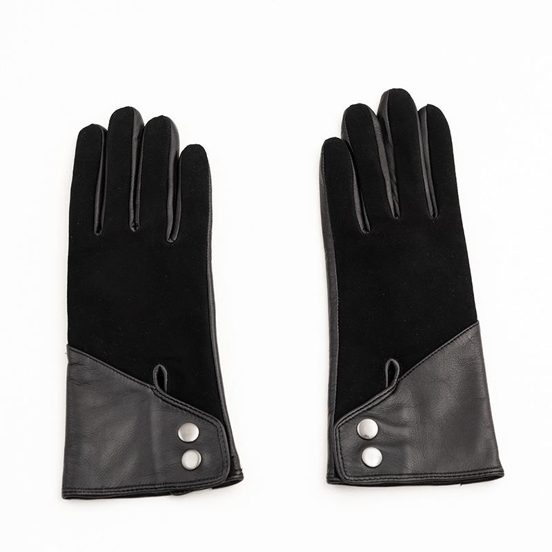 Dámske rukavice z pravej kože Ovčia koža a Kašmír Módne a Teplé Rukavice s plnými prstami a dvoma prstami s dotykovou obrazovkou na lyžovanie