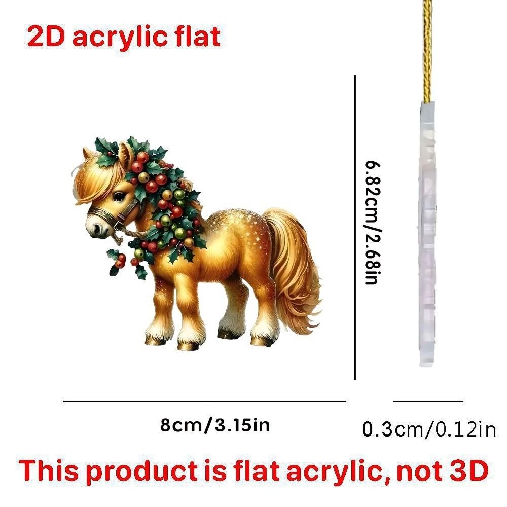 

2D Flat Christmas Hanging Pendant DIY Accessories Acrylic Car Horse Pendant Multi-scene Xmas Tree Hanging Ornament Navidad Decor