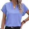 Women's Summer Simple Fashion V-neck Short-sleeved Linen Shirt Shirt
