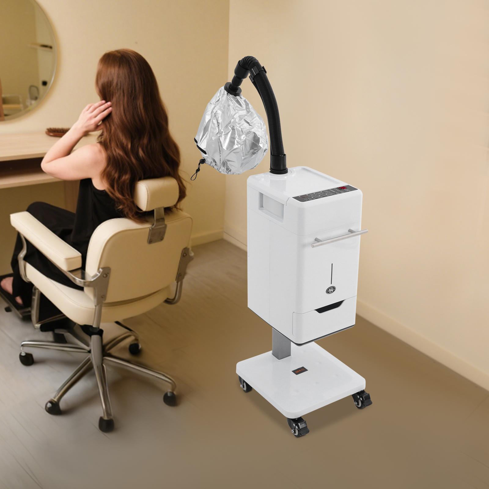 

White Nano Plastic Hair Steamer Machine,110V Multifunctional Hair Dyeing Machine Free Standing 34*32.1*114cm Wheels 4 for Home US белый