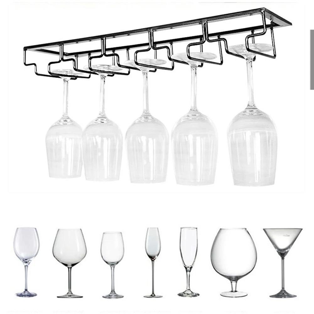 Hängendes Regal für Stielgläser zur Unterschrankmontage Barhänger Glas Kelch Eisenregal Barwerkzeug Eisen Weinregal Glashalter