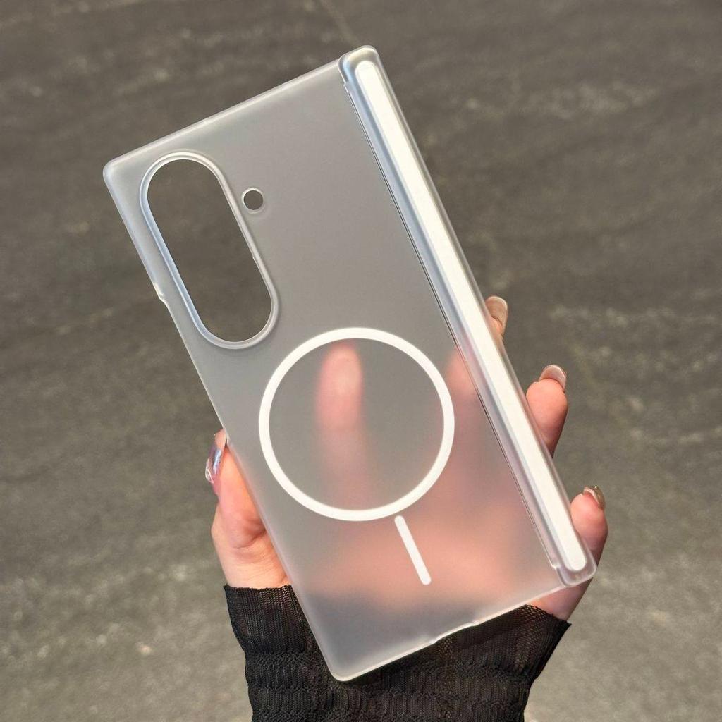 Matte Transparent Ultra Thin Magnetic Charging Case For Samsung Galaxy Z Fold7 Fold 4 5 6 Zfold7 with Hinged Shockproof Cover
