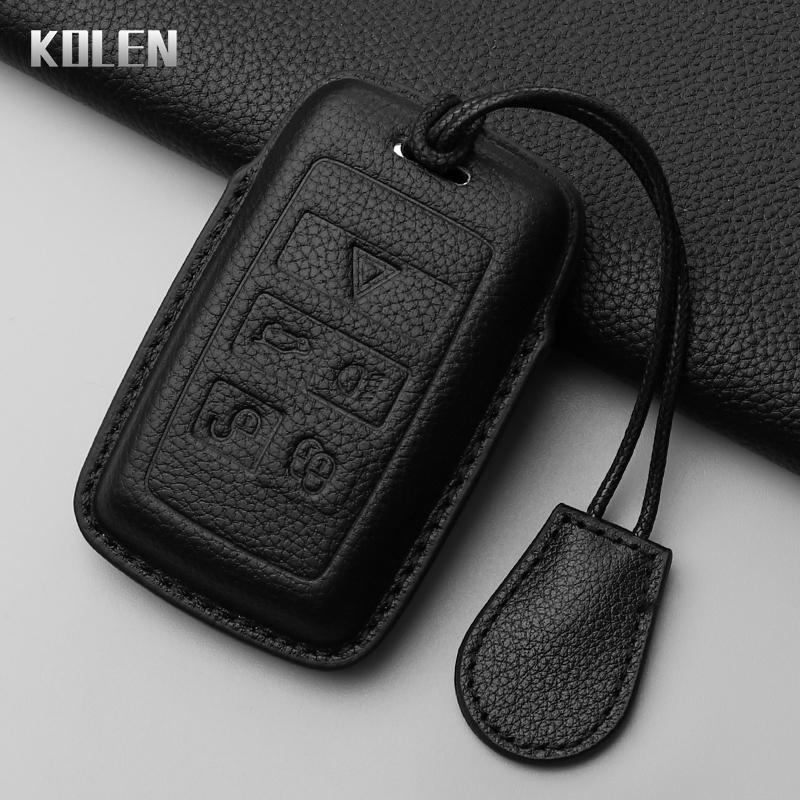 Leather Car Key Case Cover Shell for Land Rover Range Rover Sport Evoque Velar Discovery Jaguar XE XF E-Pace F-Pace XJ Keychain