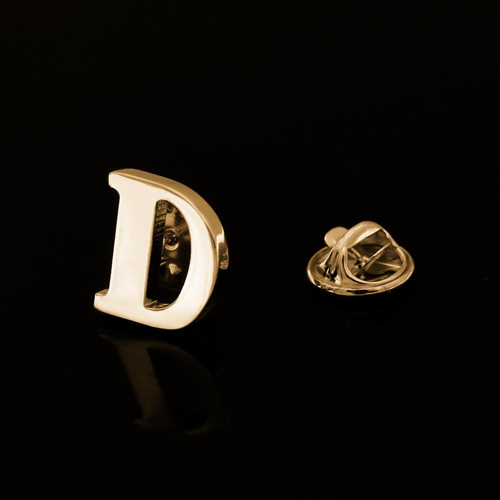 Quality Brass Initial A To Z 26 Letters Pin Golden Color Fashion English Symbol Design Men'S Suit Collar Lapel Brooch Pin