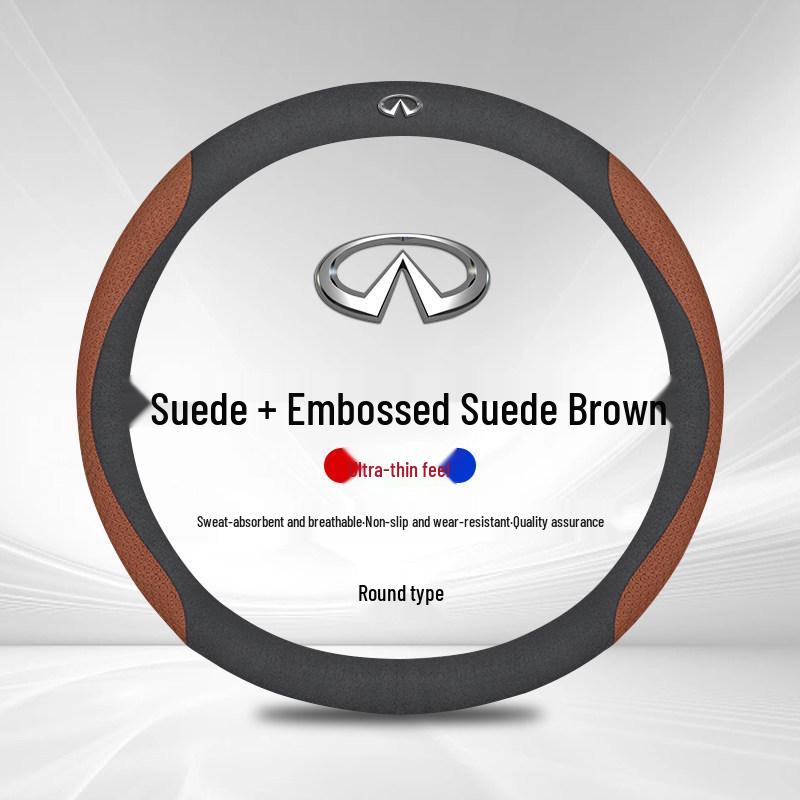 Premium Genuine Leather Steering Wheel Cover for Infiniti Models: QX50, QX60, 80, Q70L, Q50L, FX3, G25.