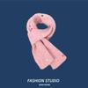 Warm Wool Fleece Scarf With Heart Embroidery Cross Neck Design Lightweight Cozy Winter Accessory Women
