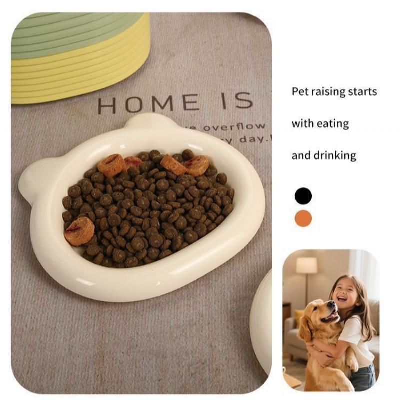 2pcs Set: Shallow Cat Food Bowls, Anti-Whisker Fatigue Pet Bowls, Wide-Rim Low-Profile Cat Food Dishes, Cute Kitten Water Bowls