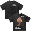 Japanese Artist Yayoi Kusama Mushroom Art Show Vintage Washed T Shirt Men Women Clothing Fashion Short Sleeve T-shirt Streetwear