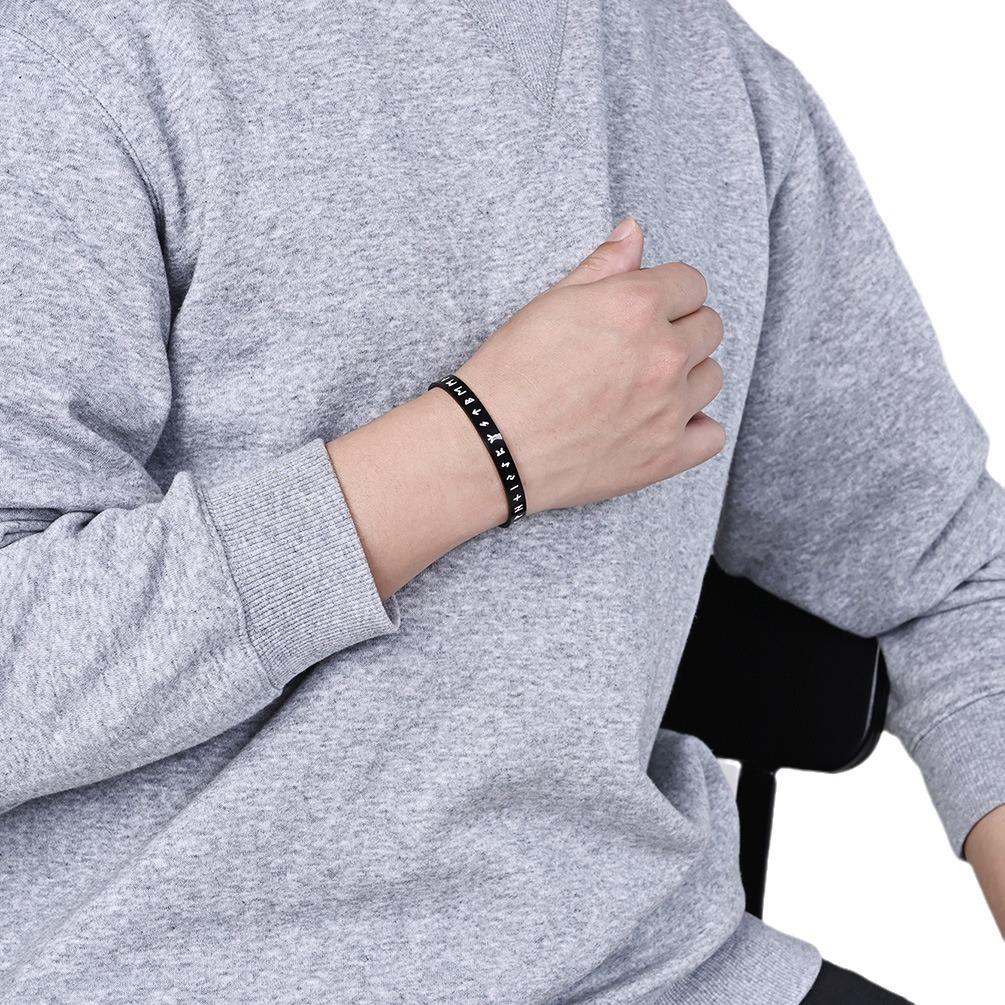 Titanium Steel Jewelry Nordic Viking Text Open Bracelet Viking Totem Mens and Womens Bracelet Handpiece