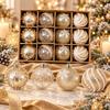 12 Pezzi 8cm Oro Champagne Trasparente Palline di Natale 4 Stili Glitter Perla Fiocco di Neve Antirottura Decorazione da Appendere per Albero di Natale