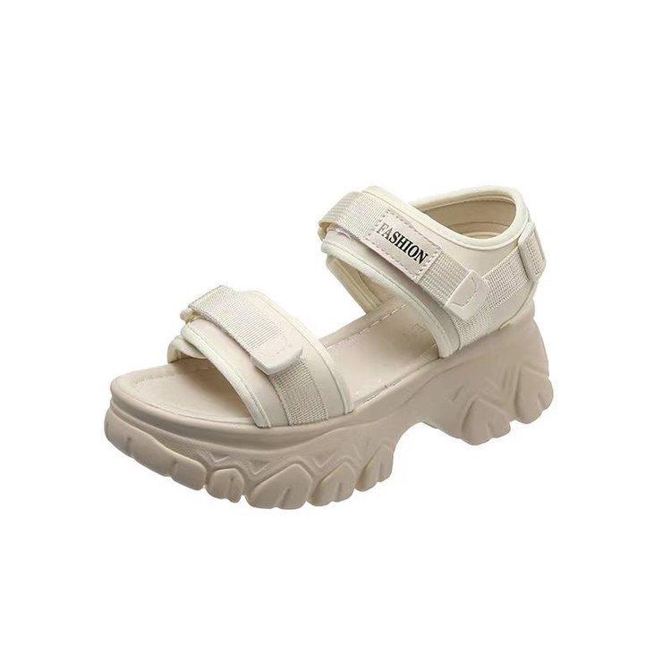 Platform sandals women's summer 2025 new versatile muffin soft sole heightening dad shoes comfortable sports beach shoes